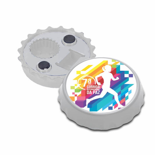 Abridor com Ímã Tampinha Branco Personalizado – Kit com 5 Unidades