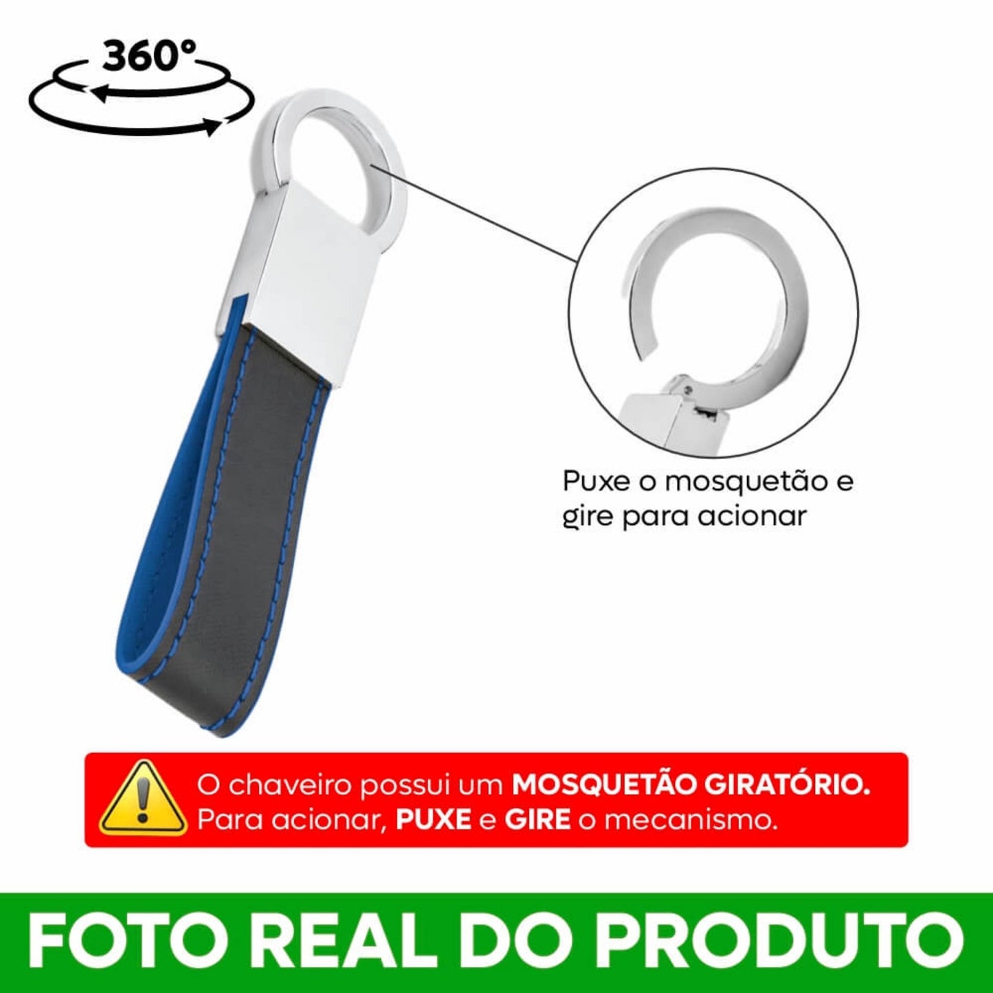 Chaveiro Couro Sintético Mosquetão Personalizado – 25un