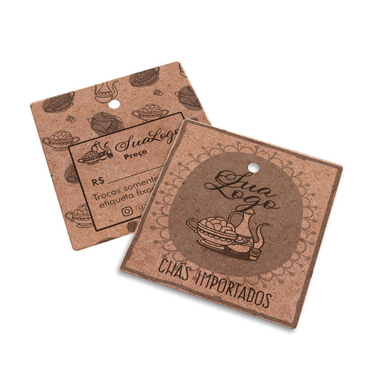 Tag Kraft 250g 1x1 com Furo – 100 unidades Econômicas